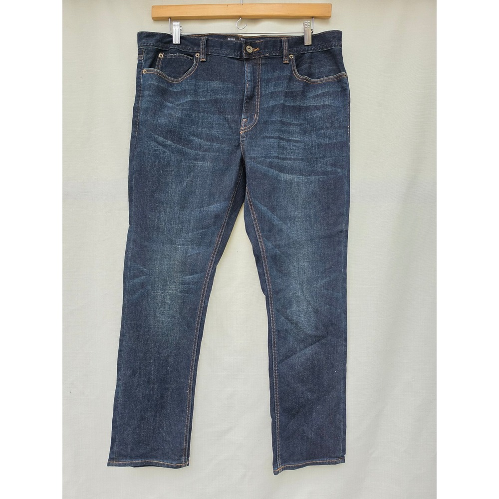 JCrew Mercantile Flex Straight Jeans Mens 36x36 Dark Wash Stretch Denim F4874